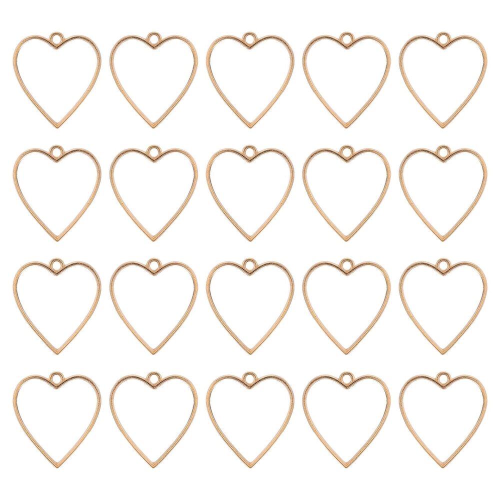 8481 Open Back Bezel Pendants, 30pcs Heart Hollow Frame Charm Geometric